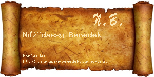 Nádassy Benedek névjegykártya